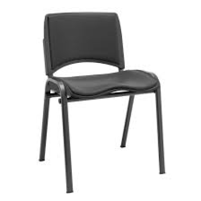 CADEIRA ERGOPLAX FIXA SECR. COM ASSENTO ESTOFADO PRETO