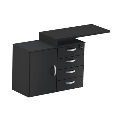 MESA AUX 25MM PEDESTAL 4 GAV 1 PORTA PRETA