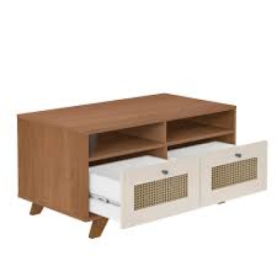 MESA CENTRO ARTELY TRAMA COR CINAMOMO C/OFF WHITE