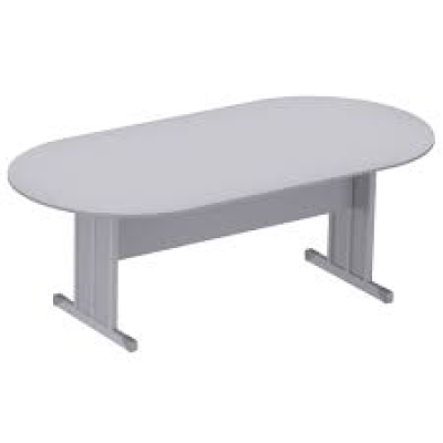 MESA REUNIAO OVAL 15MM 2000X1000 CINZA C/ABAS