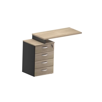 Mesa Auxiliar 25MM Pedestal 4 Gavetas - Dubai/Preto