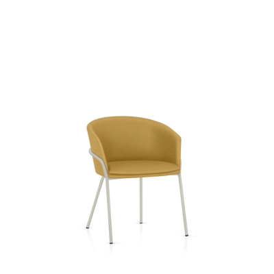 POLTRONA PIX BASE DE ALUMINIO FIXA COM GIRO NO EIXO TECIDO AMARELO